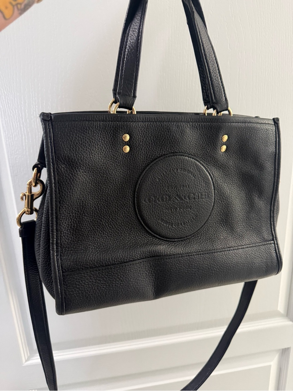 COACH Tote Bag C2004 Dempsey Carryall With Patch Pebbled Leather 2WAY